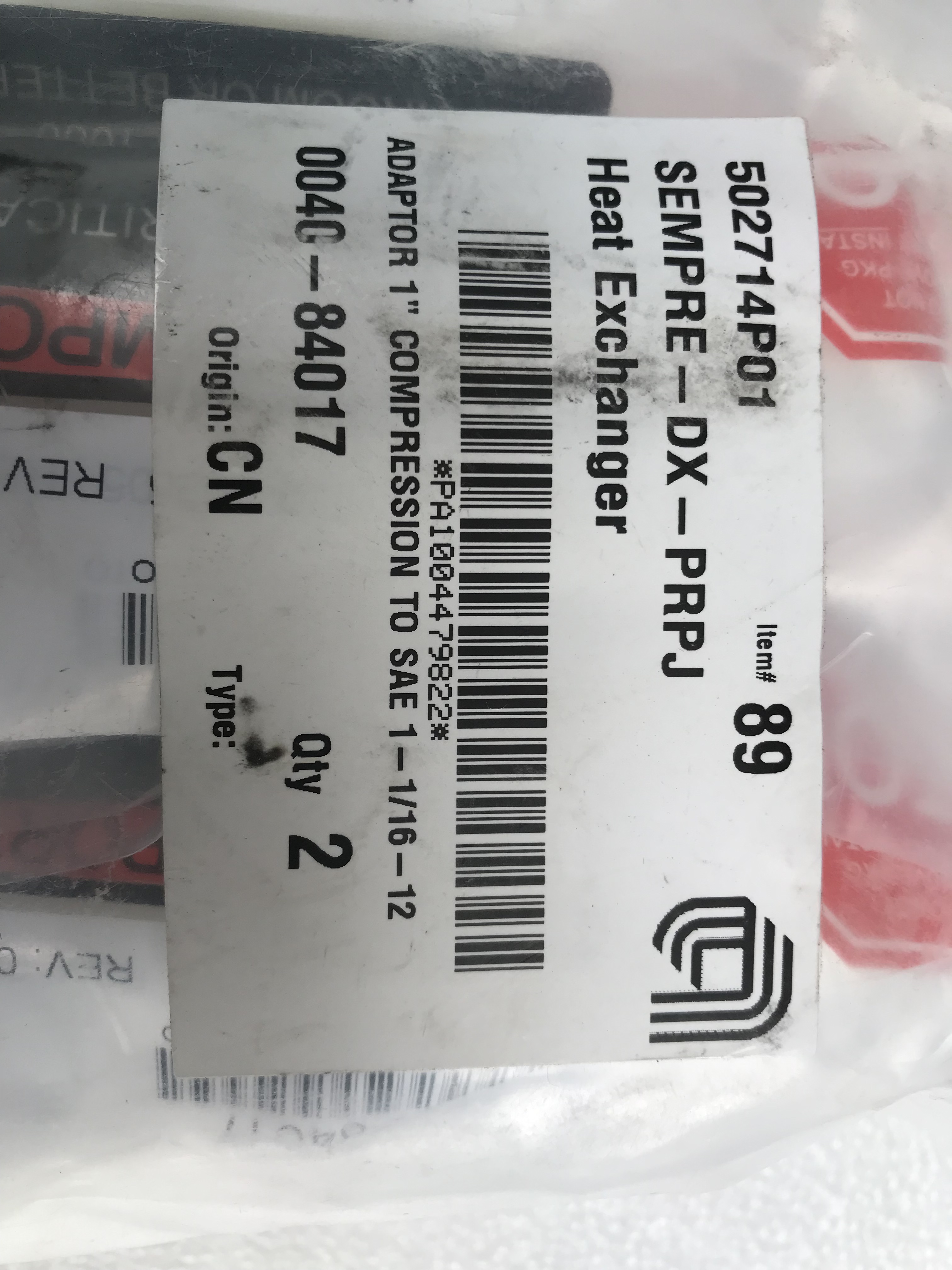 APPLIED MATERIALS AMAT ADAPTOR 1" COMPRESSION TO SAE 1 1/16-12 0040-84017