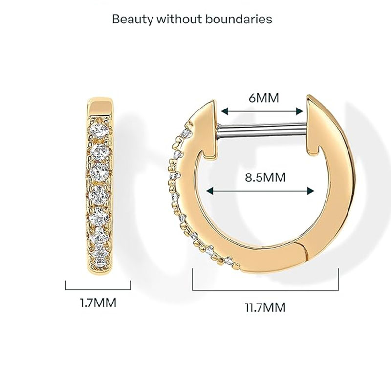 14K Gold Plated Cubic Zirconia Cuff Earrings Huggie Stud
