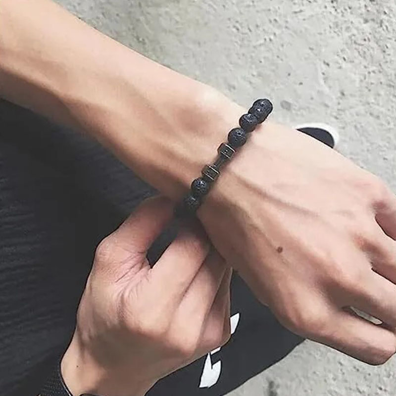 Father's Day Sale🔥8mm Lava Rock Dumbbell Bracelet