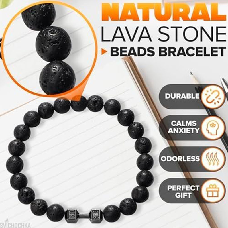 Father's Day Sale🔥8mm Lava Rock Dumbbell Bracelet