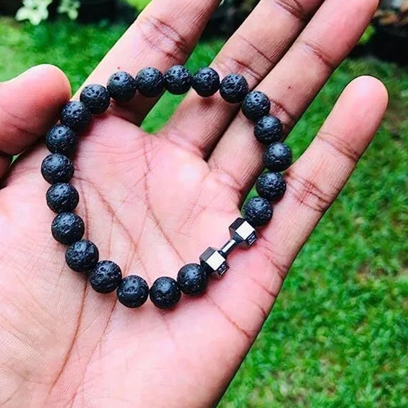 Father's Day Sale🔥8mm Lava Rock Dumbbell Bracelet