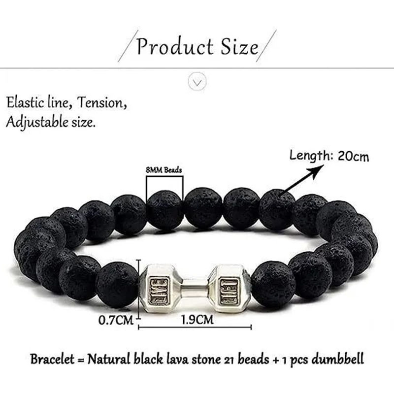Father's Day Sale🔥8mm Lava Rock Dumbbell Bracelet
