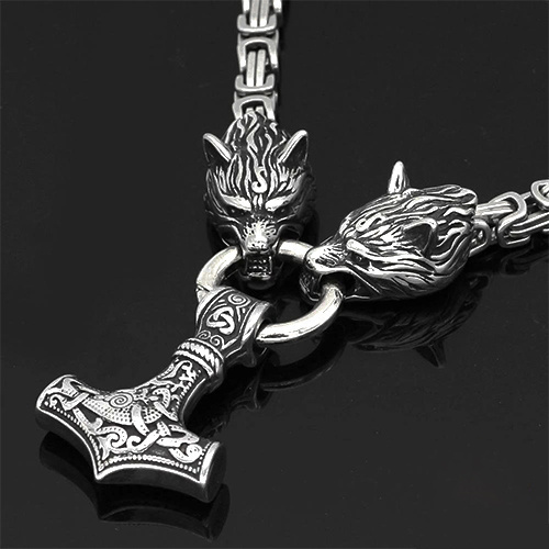 Viking Wolf head king chain