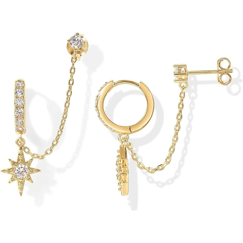 14K Gold Chain Earrings for Women