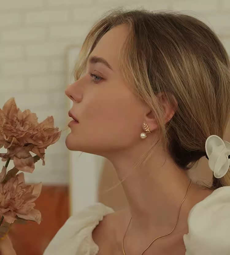 Pearl Olive Branch Earrings