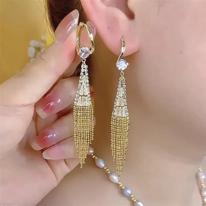 ZIRCON TASSEL EARRINGS