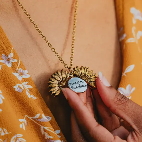 You Are My Sunshine Sunflower Necklace