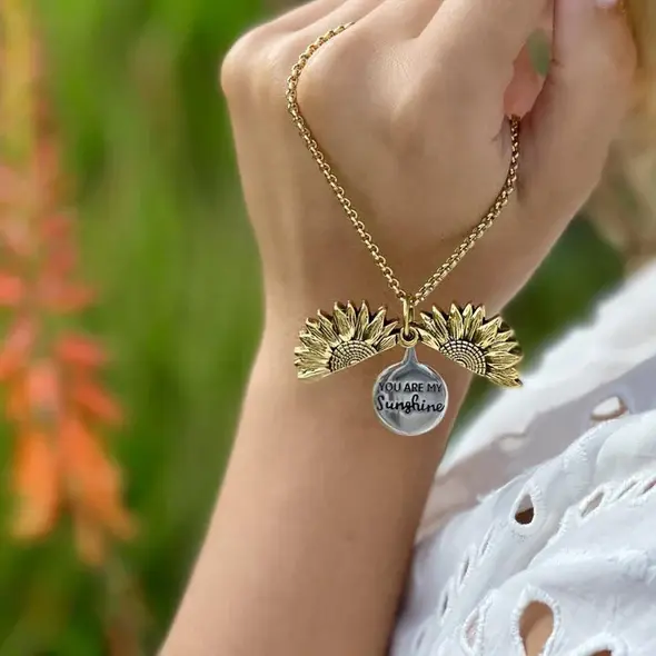 You Are My Sunshine Sunflower Necklace