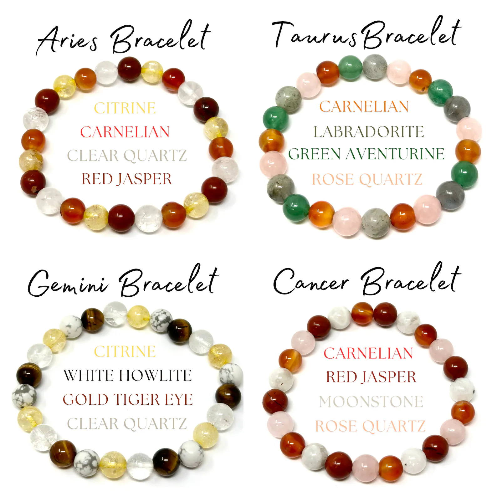 12 Zodiac Crystal Bracelets