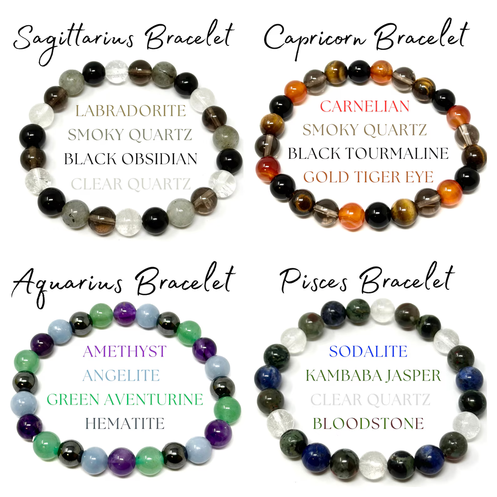 12 Zodiac Crystal Bracelets