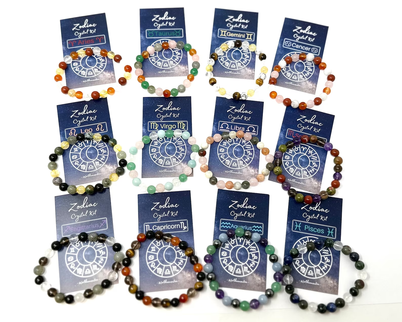 12 Zodiac Crystal Bracelets