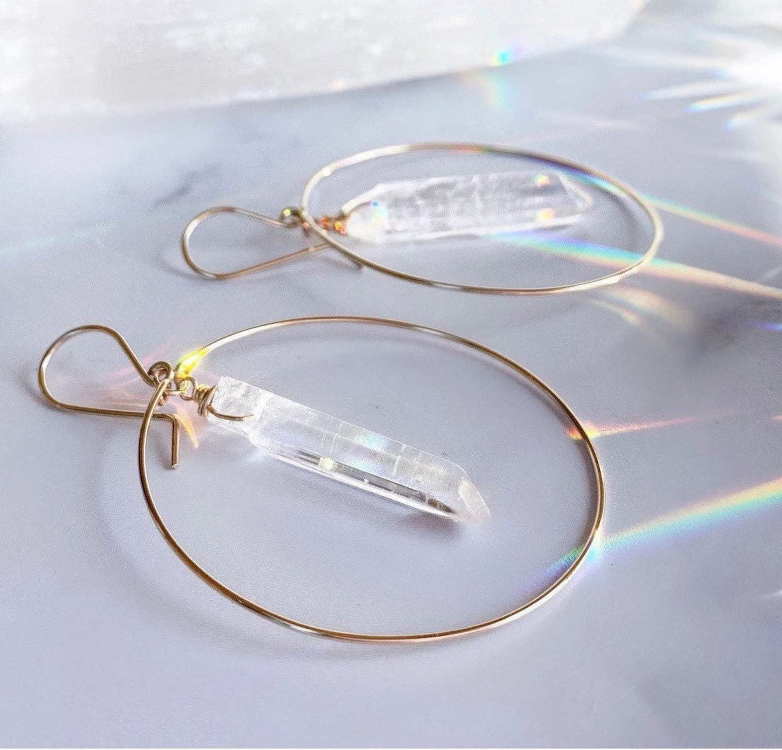 Crystal Quartz Hoop Earrings