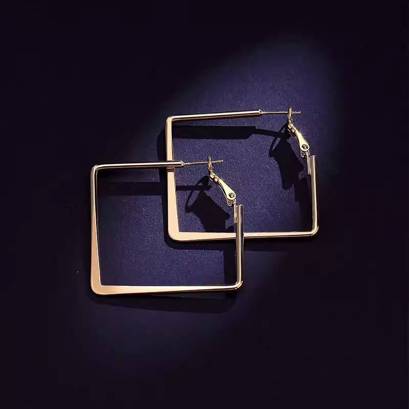 Golden Square Earrings