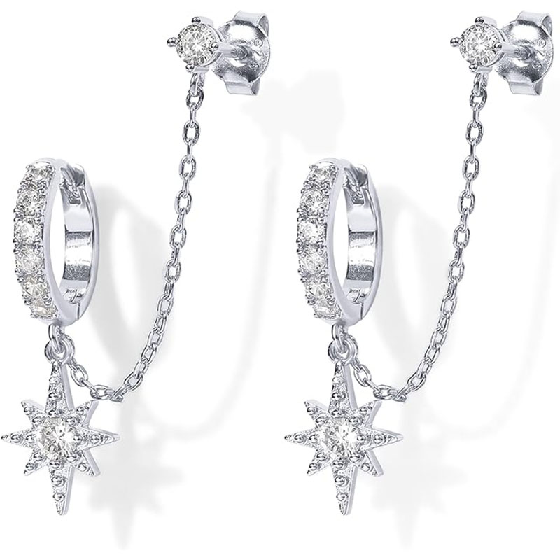 14K Gold Chain Earrings for Women