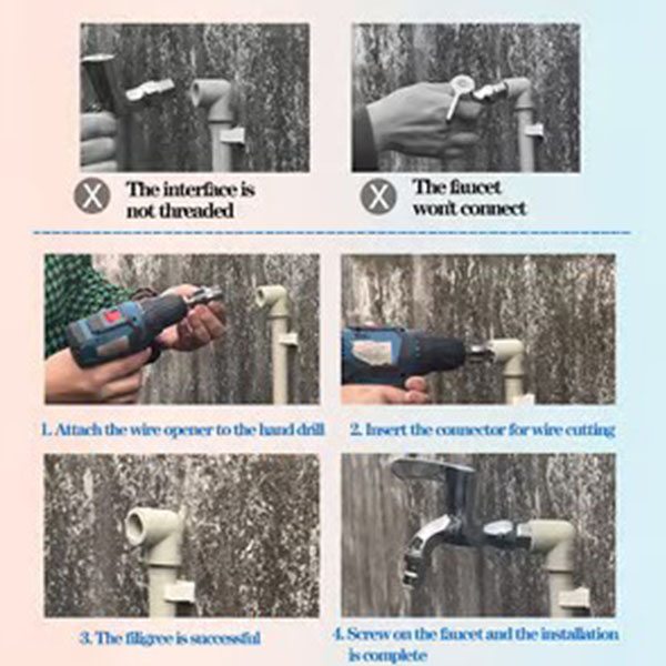🔥Last Day - 49% OFF🔥 Electric Drill Compatible PVC Pipe Threader Kit with Various Die Sizes
