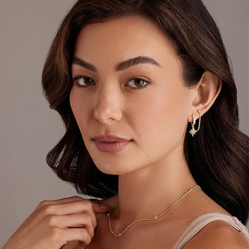 14K Gold Chain Earrings for Women