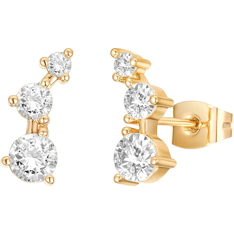 14K Gold Plated Cubic Zirconia Ear Crawler Earrings