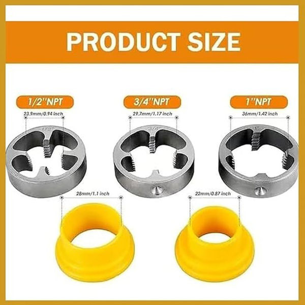 🔥Last Day - 49% OFF🔥 Electric Drill Compatible PVC Pipe Threader Kit with Various Die Sizes