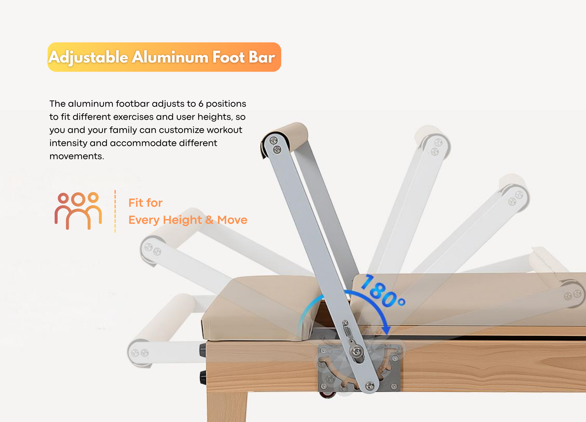 foot bar of standard maple folding pilates reformer