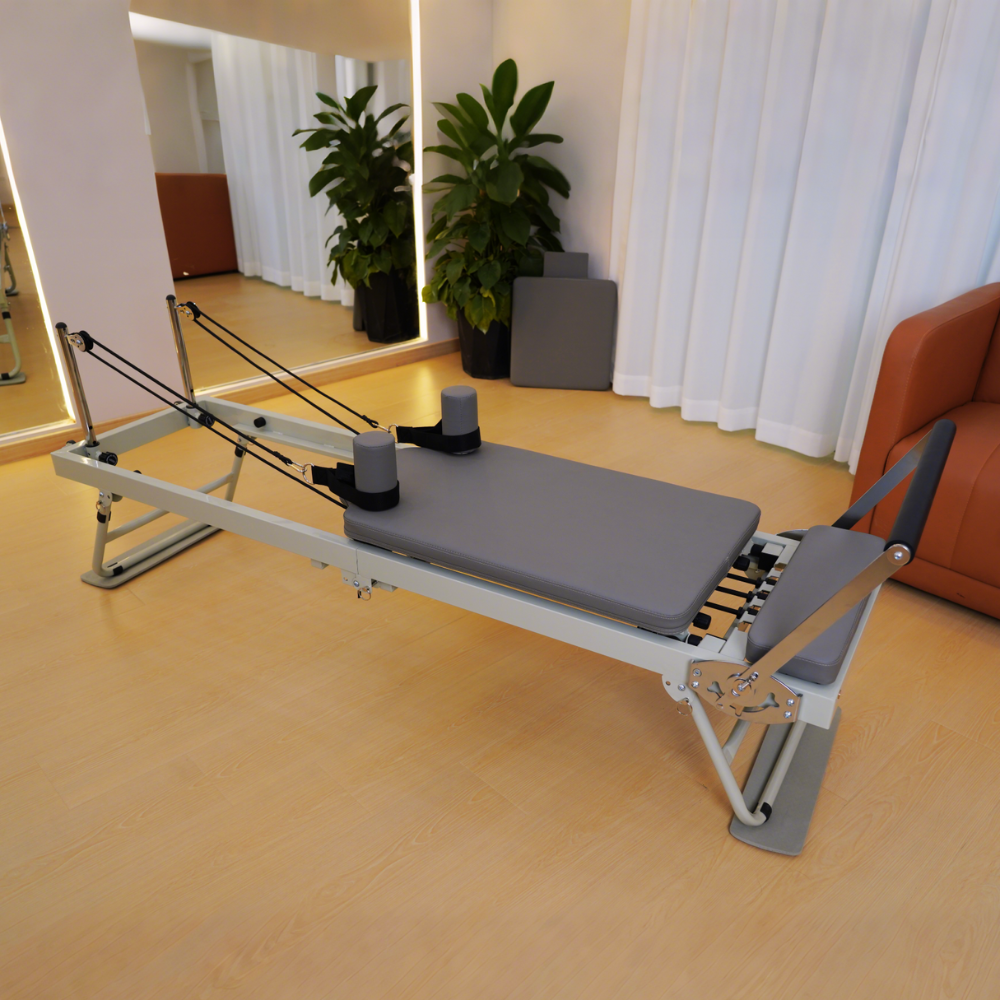 Foldable Grey Pilates Reformer