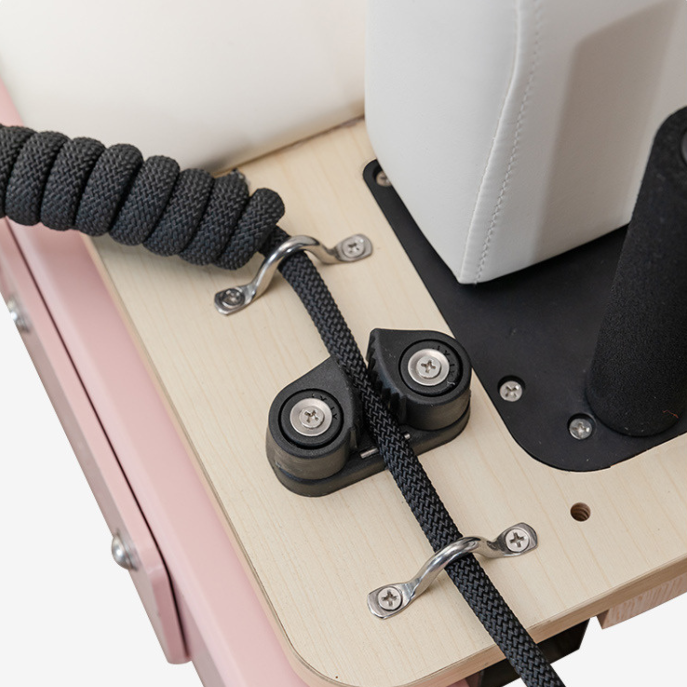 Pink Aluminum Alloy Frame Folding Pilates Reformer | White