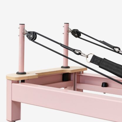 Pink Aluminum Alloy Frame Folding Pilates Reformer | White