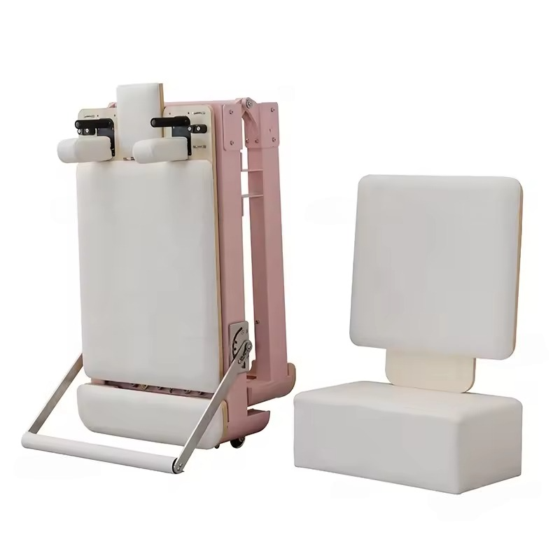 Aluminum Alloy Frame Folding Pink Pilates Reformer