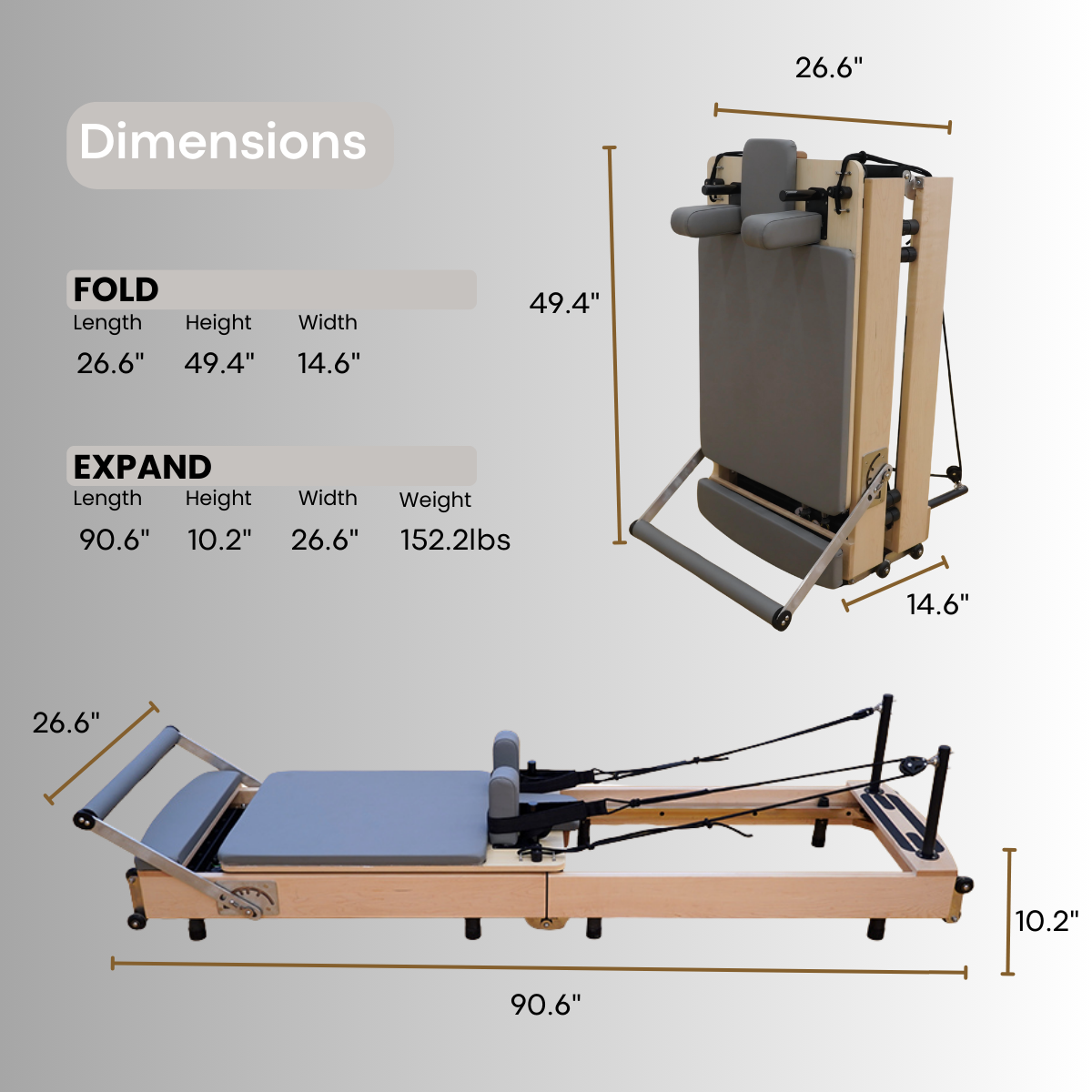 Standard Maple Folding Pilates Reformer
