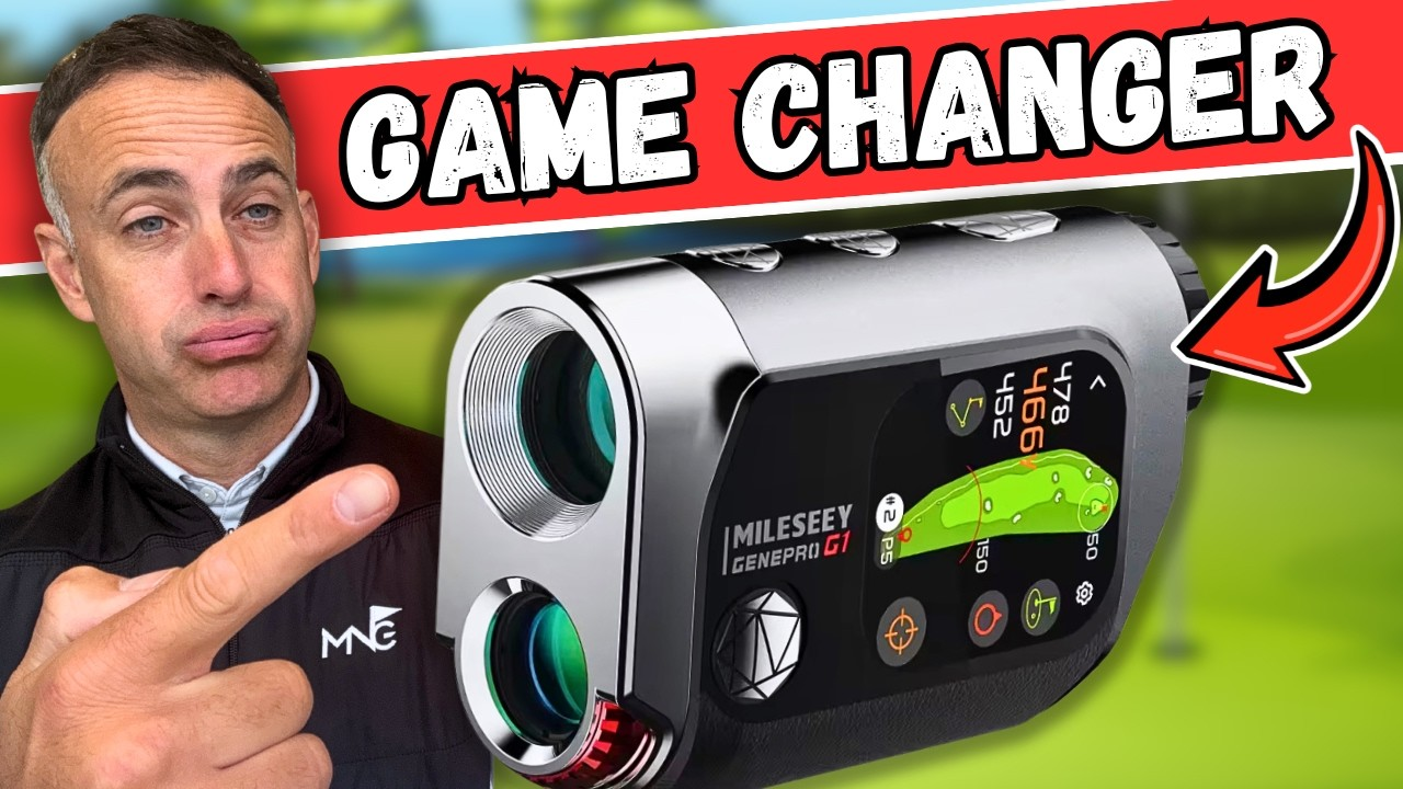KOL presenting GenePro G1 golf rangefinder on YouTube thumbnail