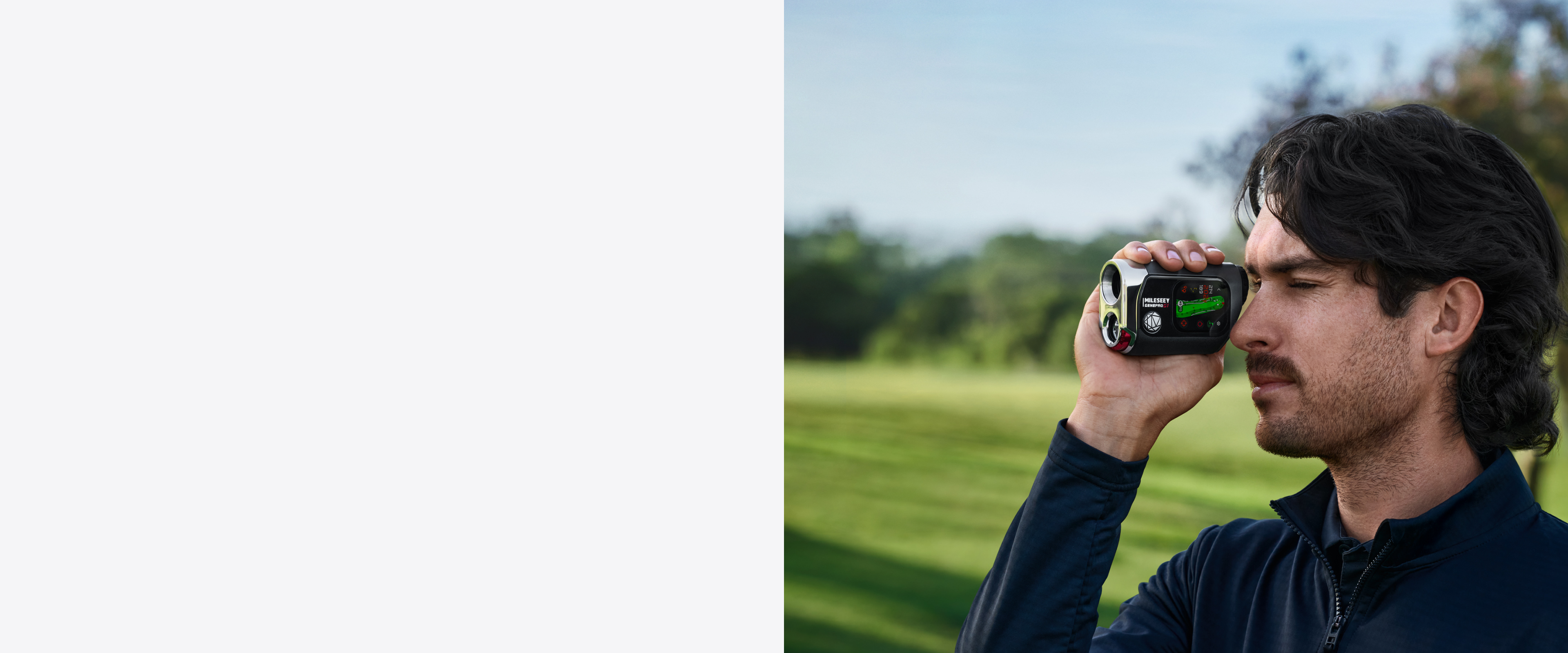 Golfer measuring distance with the MILESEEY GenePro G1 golf laser rangefinder