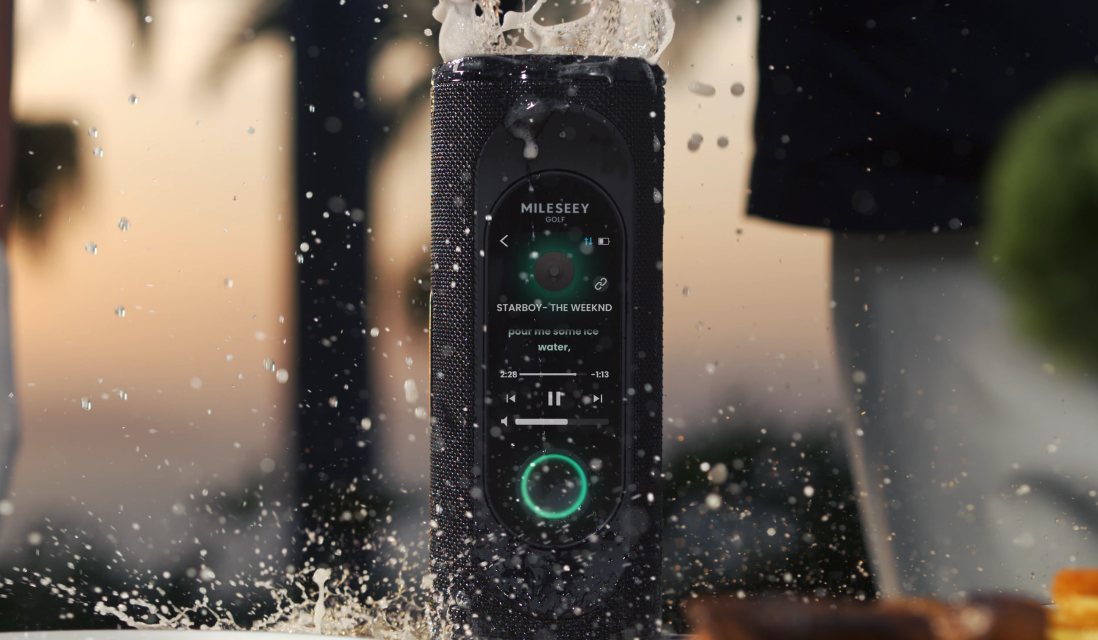 MILESEEY GeneSonic Pro Detachable Golf GPS Speaker Playing Music Under Running Water