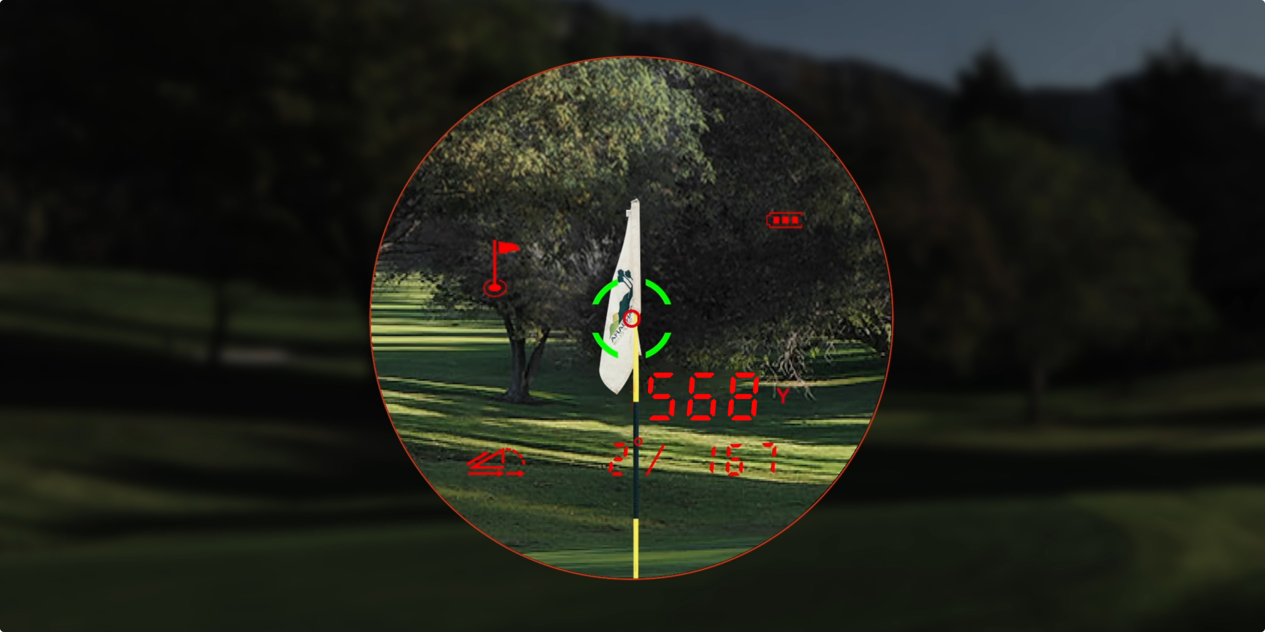 Viewing golf flag distance readings through the lens of the MILESEEY GenePro G1 golf rangefinder