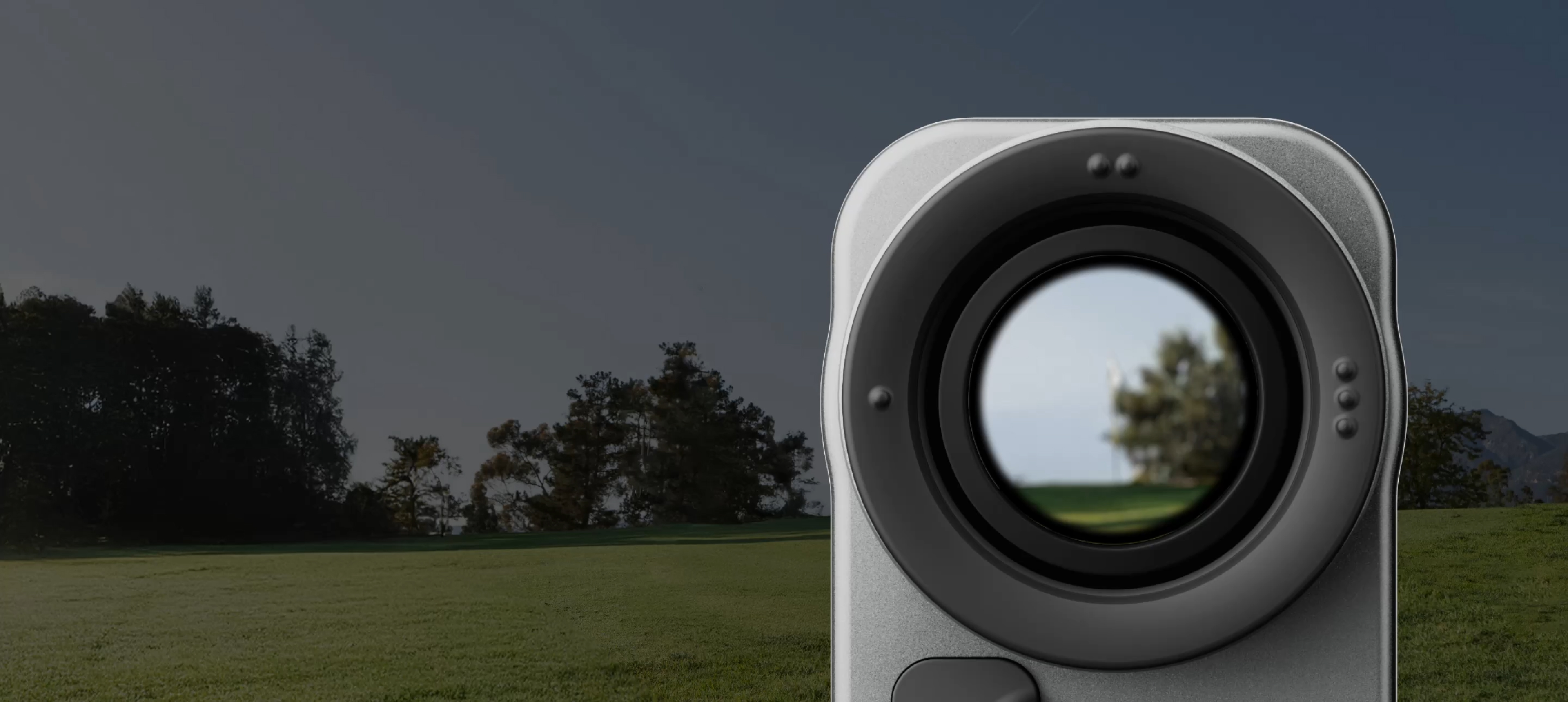 Rangefinder lens view on the golf course