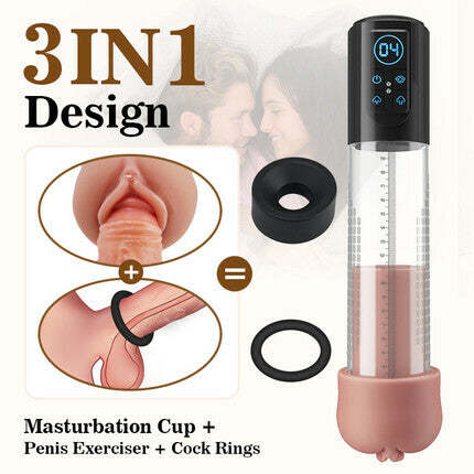 AcmeJoy 3-in-1 Design 3 Vacuum Suction Automatic Suction Penis Pump-ENJOY