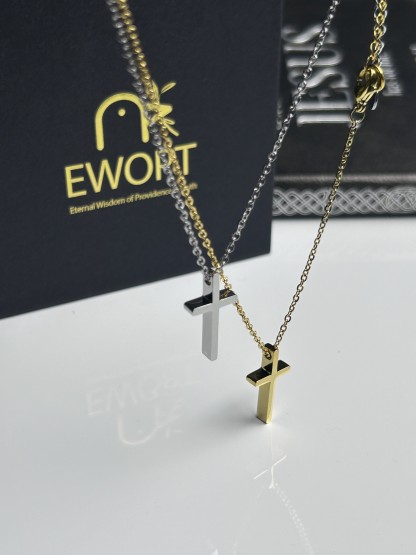 "Strength of Faith" Silver Cross Necklace with Philippians 4:13 NFC Keychain – Empower Your Day