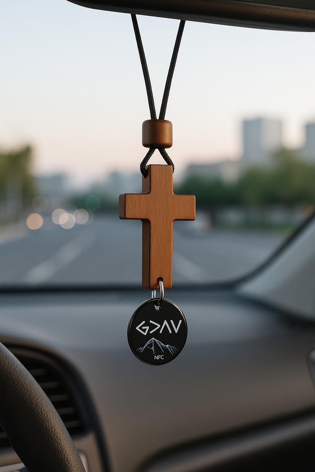 Christian Car Mirror Pendant – Bible Verse Cross for Peaceful Drives