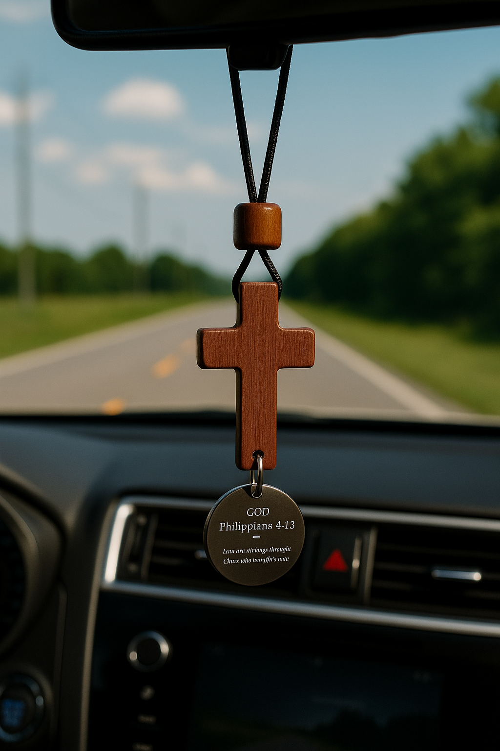 Christian Car Gift – Bible Verse Cross Pendant with NFC for Daily Inspiration