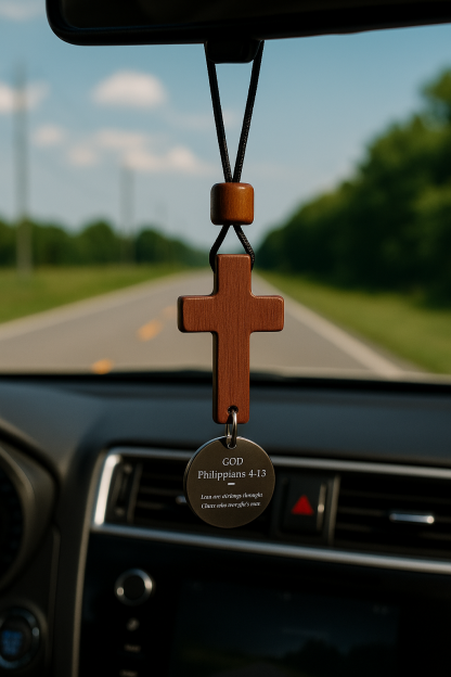 Christian Car Gift – Bible Verse Cross Pendant with NFC for Daily Inspiration