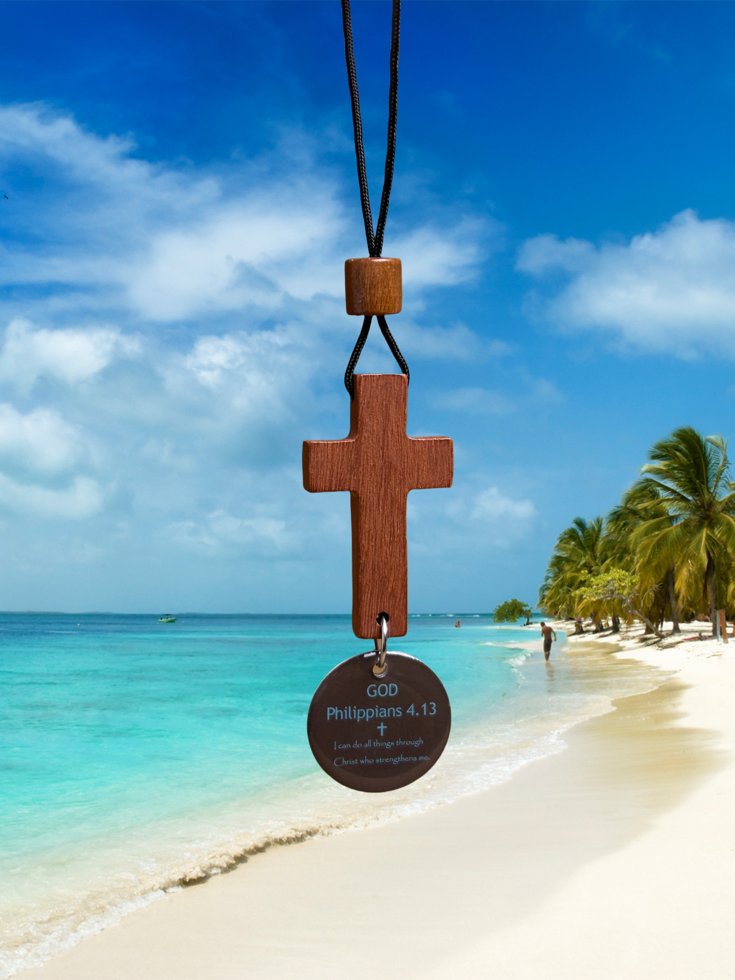 Christian Car Gift – Bible Verse Cross Pendant with NFC for Daily Inspiration