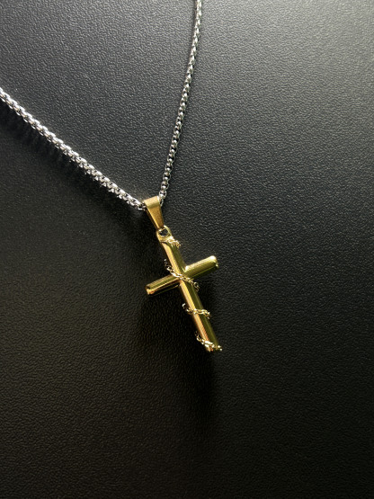 "Divine Connection" Gold-Tone Cross Necklace with NFC Keychain – Access Daily Scriptures Instantly