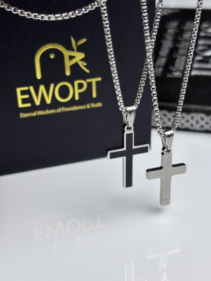 Silver-toned cross necklace with a modern NFC tag for instant scripture readings, combining fashion with daily spiritual engagement.
