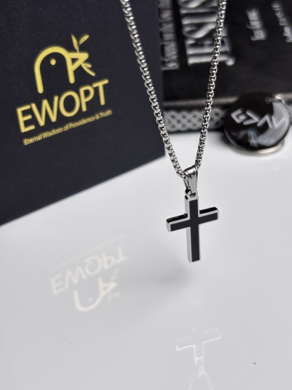 Sleek cross necklace offering seamless daily Bible verse access through an integrated NFC keychain, ideal for the tech-savvy believer.