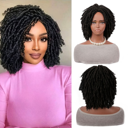 African - style short gradient - colored fluffy dreadlock wig