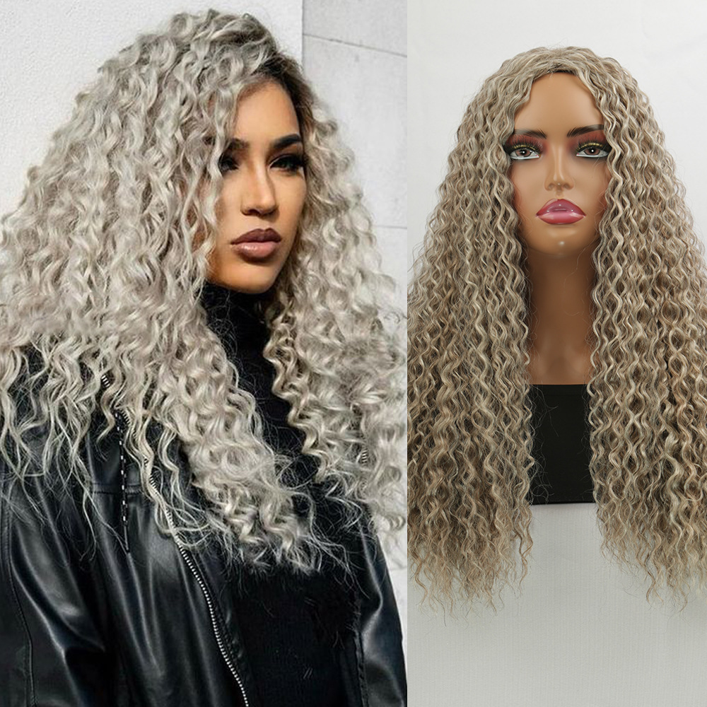 Long curly wigs in golden - brown color