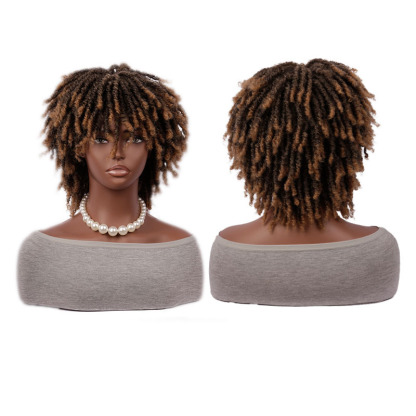 African - style short gradient - colored fluffy dreadlock wig