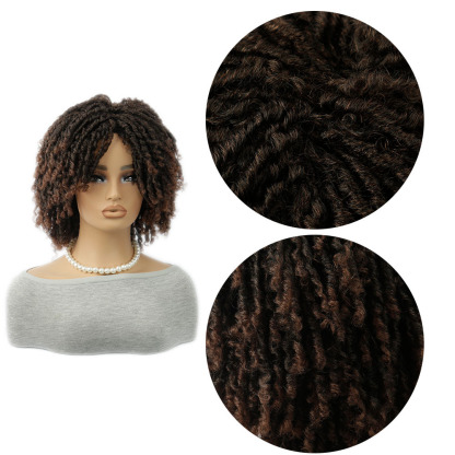 African - style short gradient - colored fluffy dreadlock wig