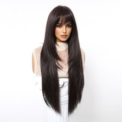 Ethereal Air Bangs Long Straight Wig: Fashionable Layers, Charming Allure