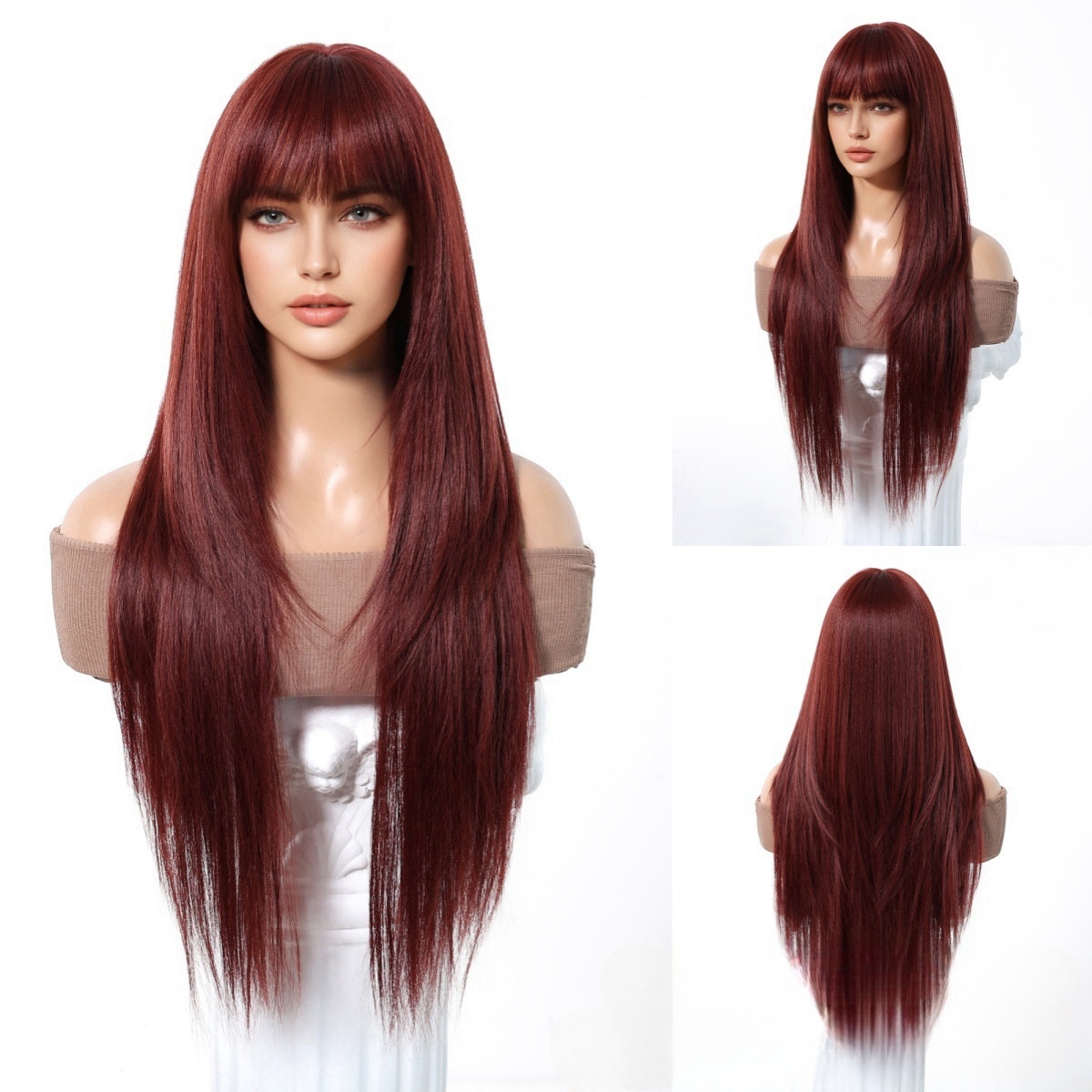 Ethereal Air Bangs Long Straight Wig: Fashionable Layers, Charming Allure