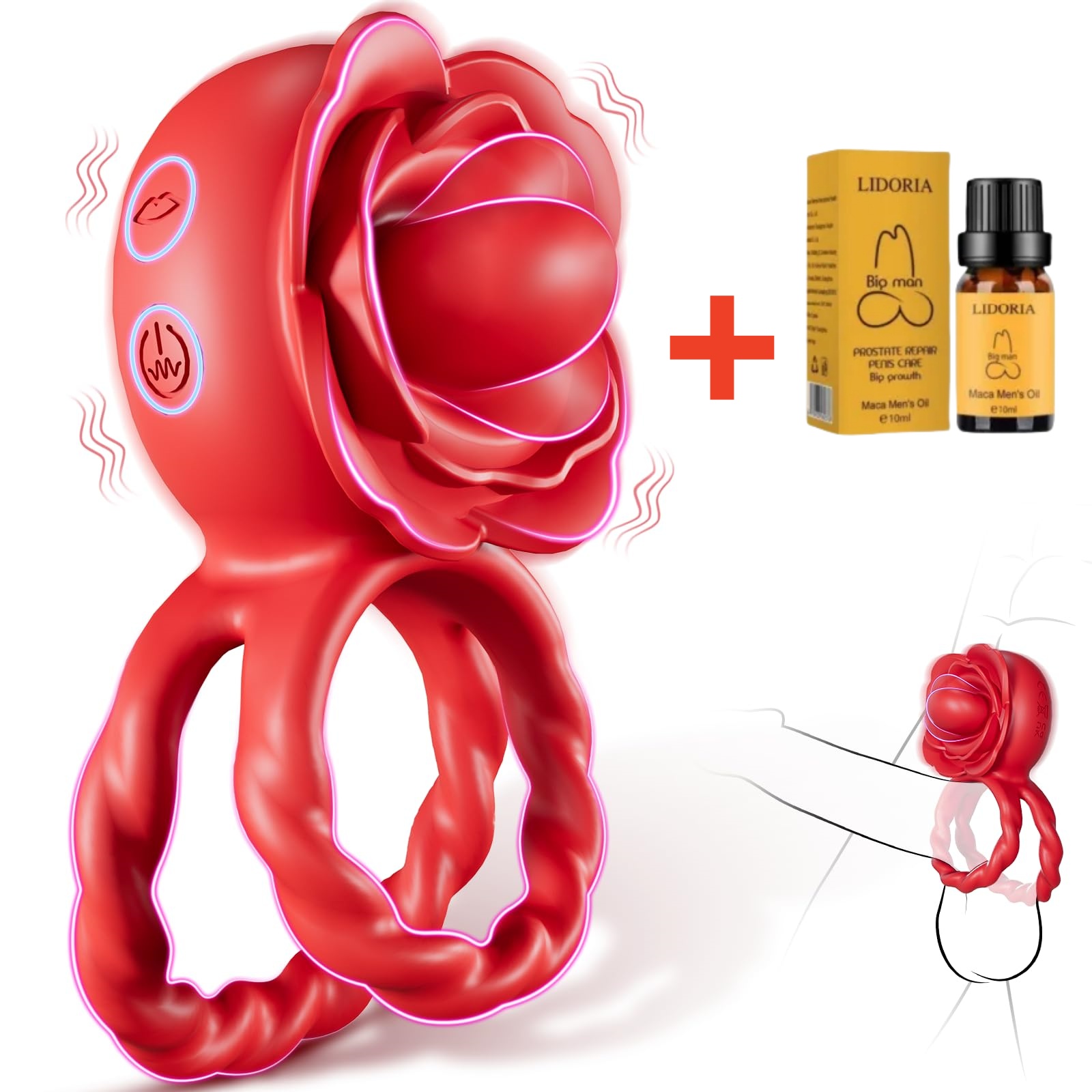 😍Rose Vibrating Cock Ring - Clitoral Stimulation Vibrator💖