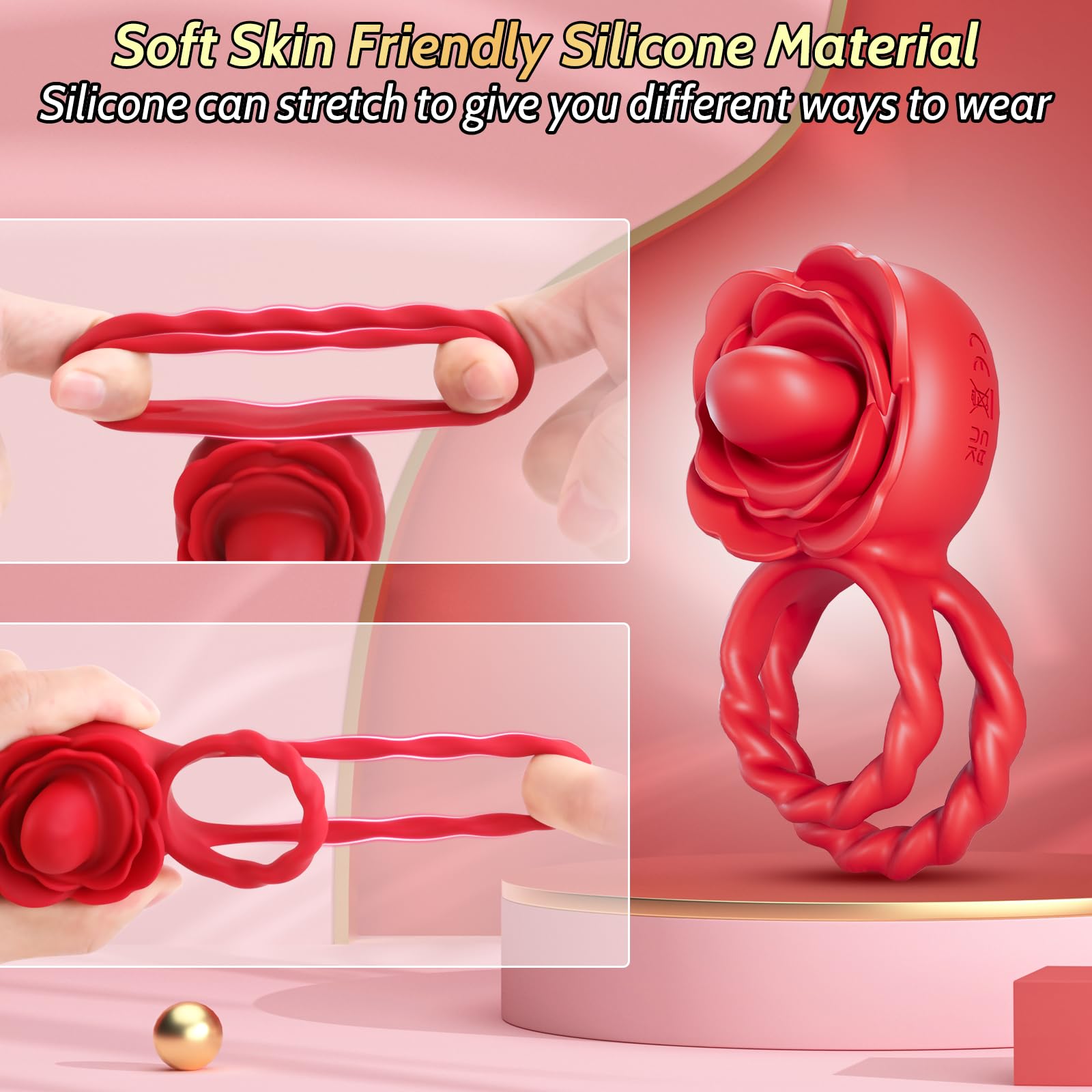 😍Rose Vibrating Cock Ring - Clitoral Stimulation Vibrator💖